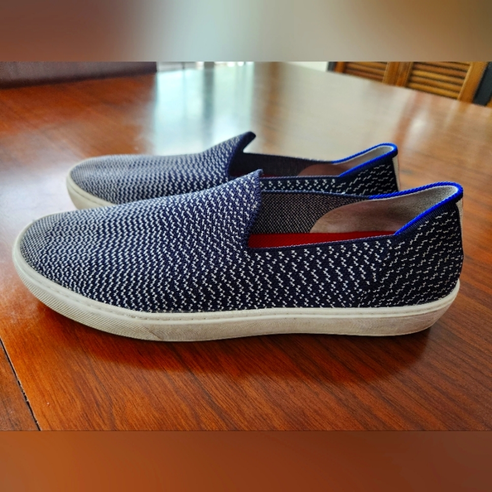 Rothy's Navy and White Slip-On Sneakers